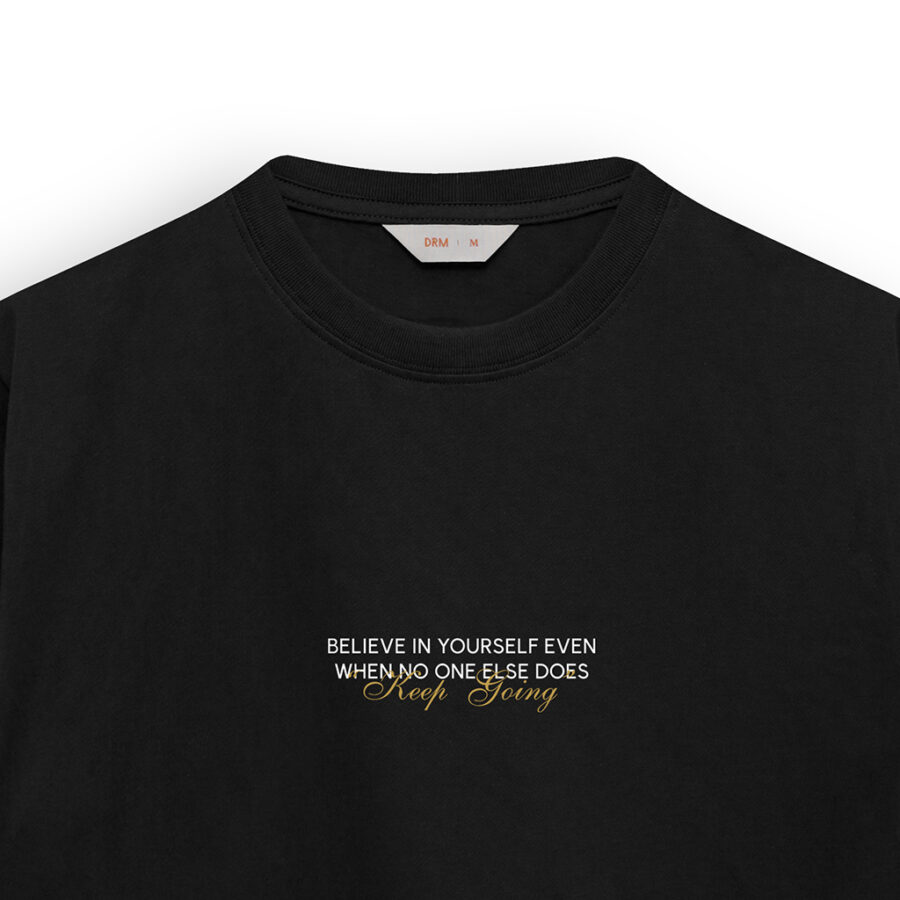 Kaos Katun 24s Grafis - Believe Black - Image 4