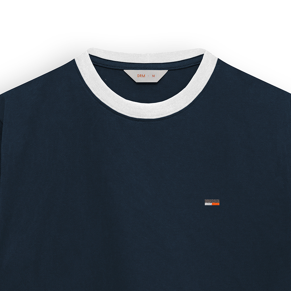 Kaos Katun 24s Ringer Tee  - Ringer Navy - Image 2