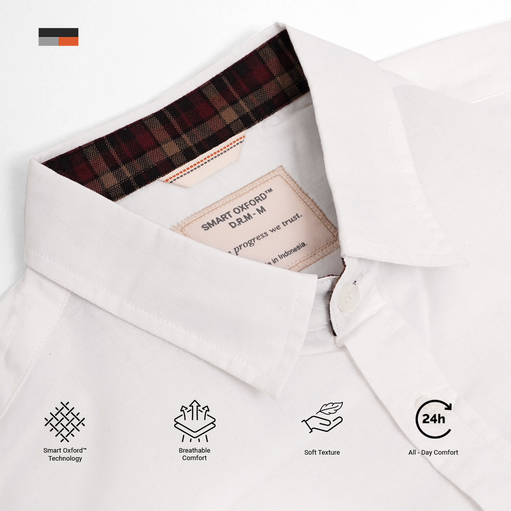 Smart Oxford Kemeja Panjang Pria - White - Image 2