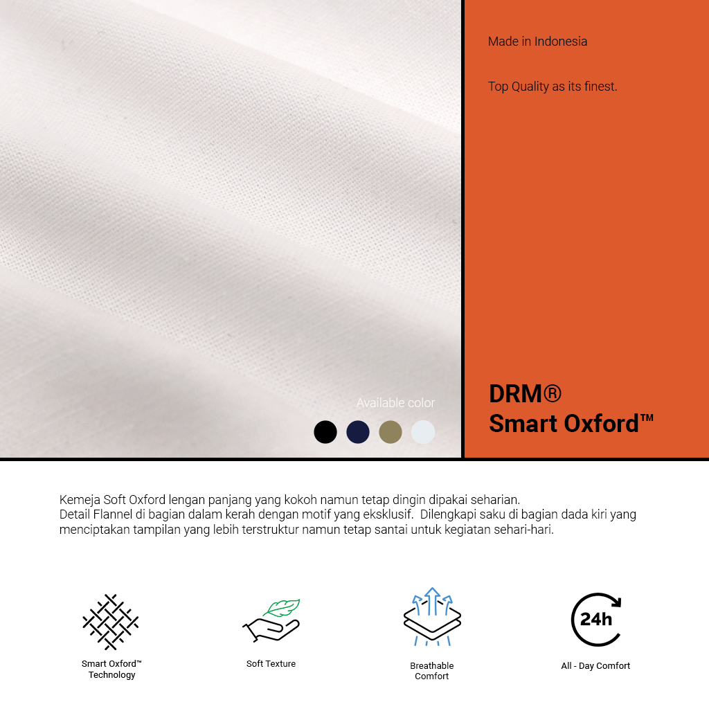 Smart Oxford Kemeja Panjang Pria - White - Image 5