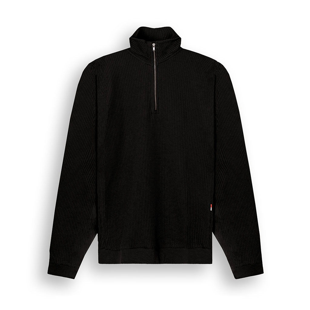 Sweater Pria Halfzip / Waffle Half zip - Spencer Black