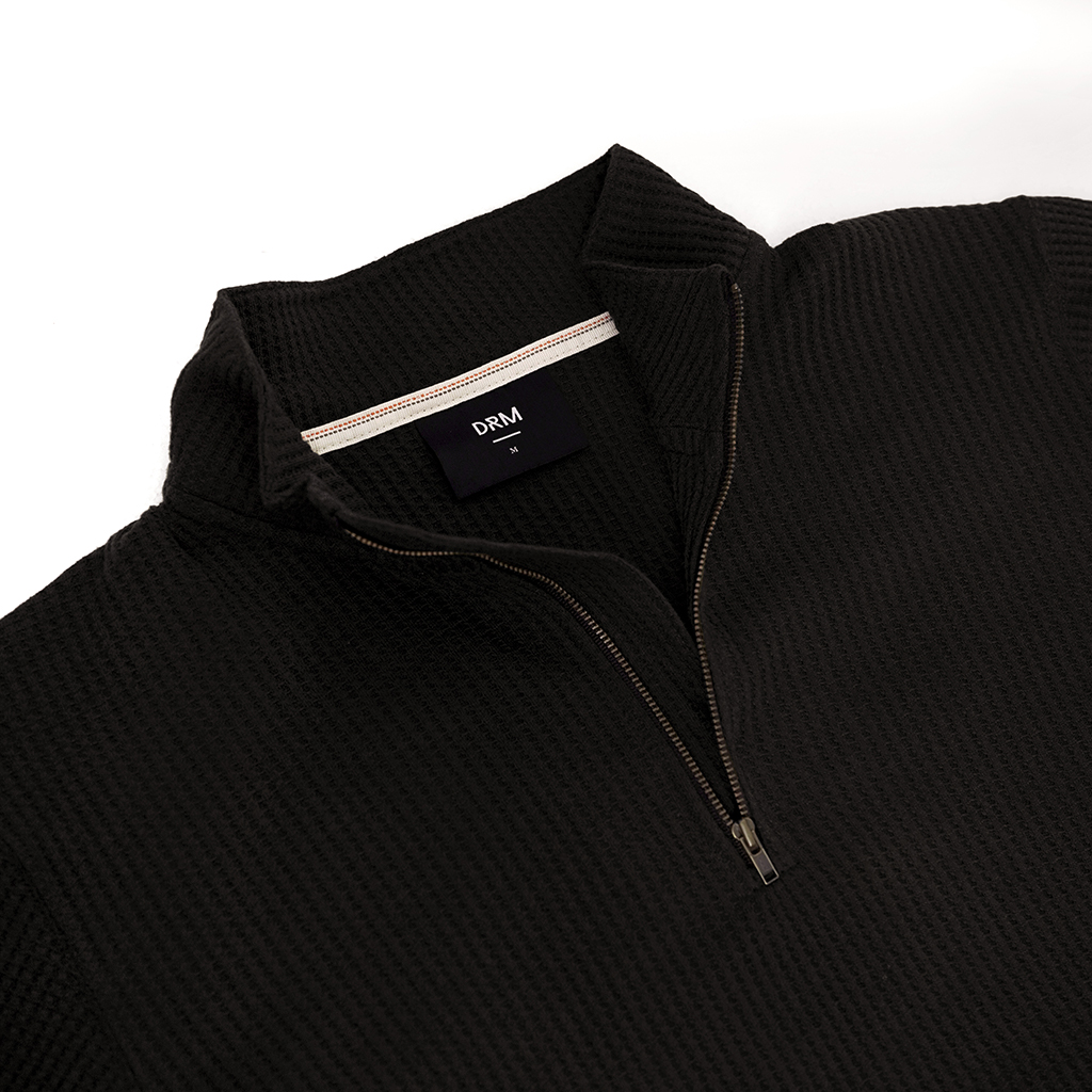 Sweater Pria Halfzip / Waffle Half zip - Spencer Black - Image 6