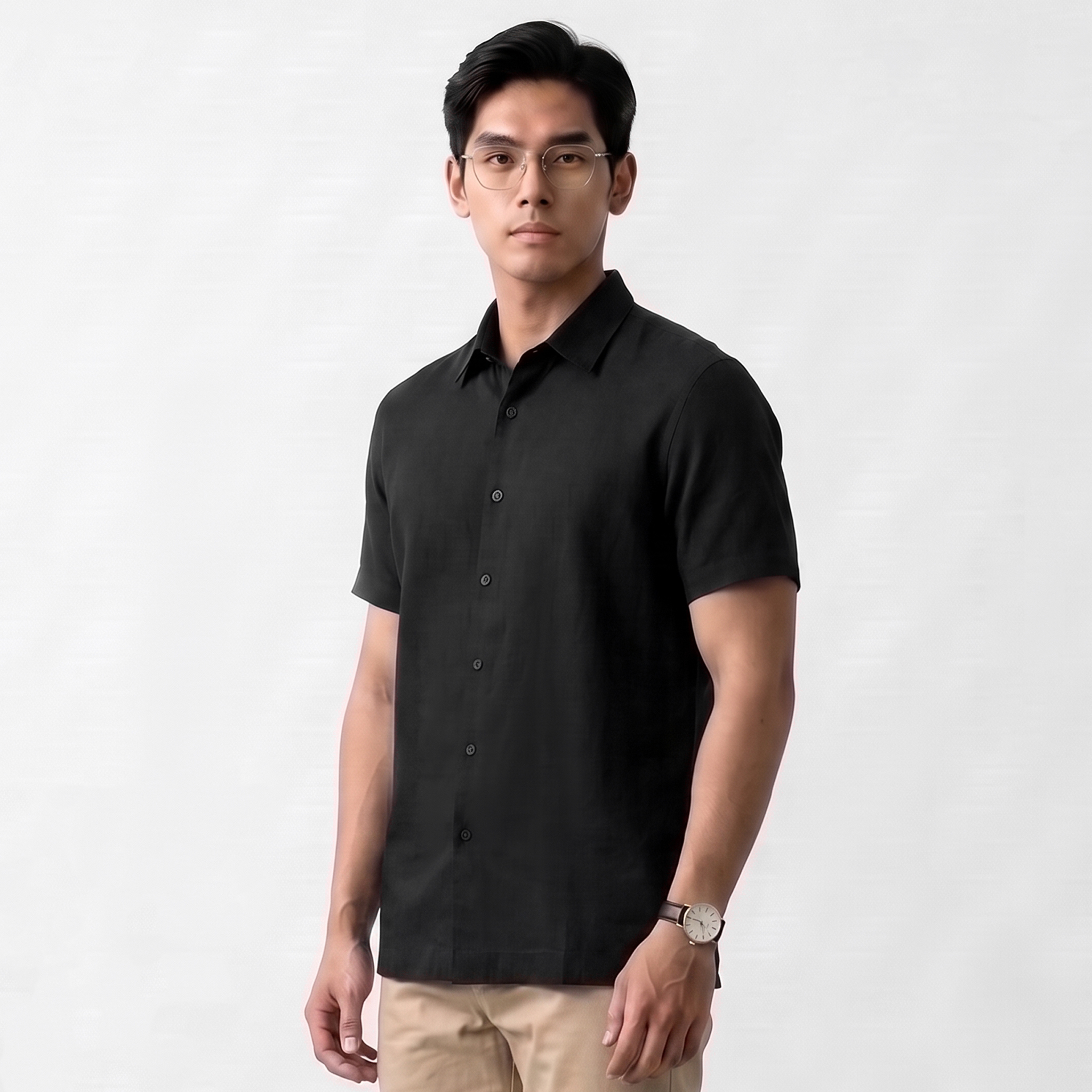 Kemeja Pria Lengan Pendek EASE FLOW - Black