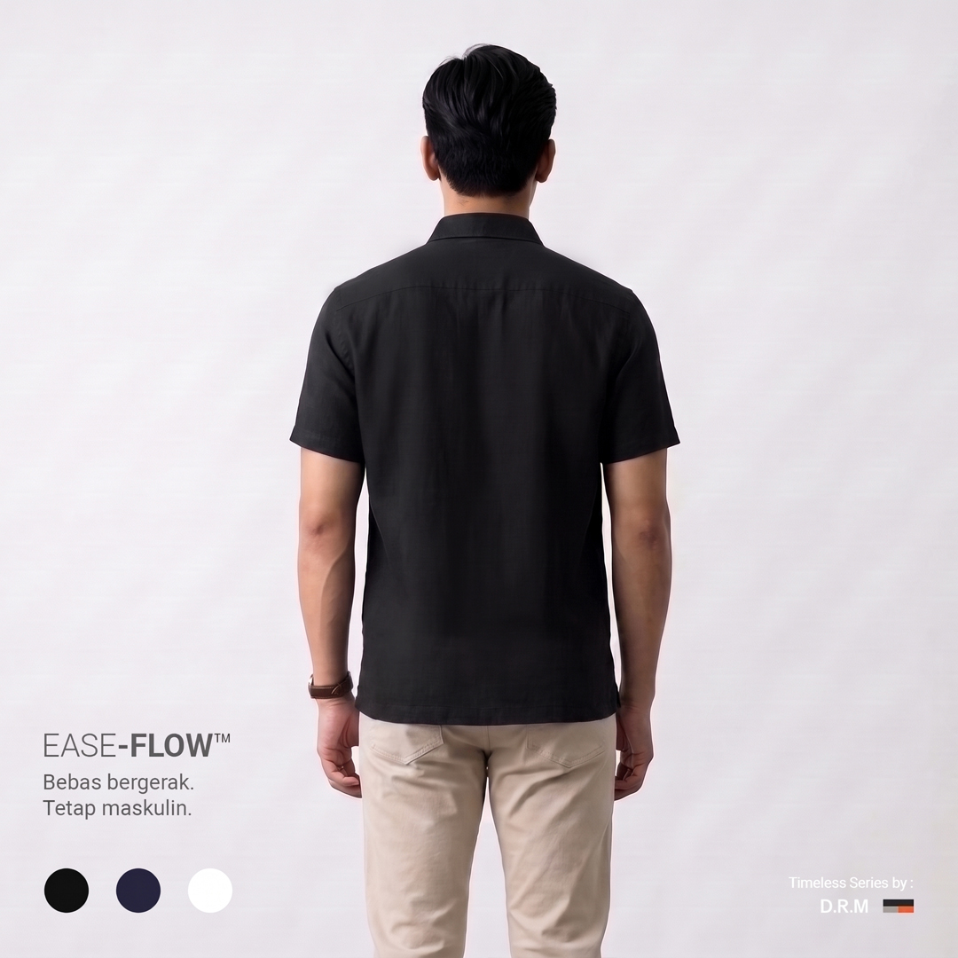 Kemeja Pria Lengan Pendek EASE FLOW - Black - Image 3