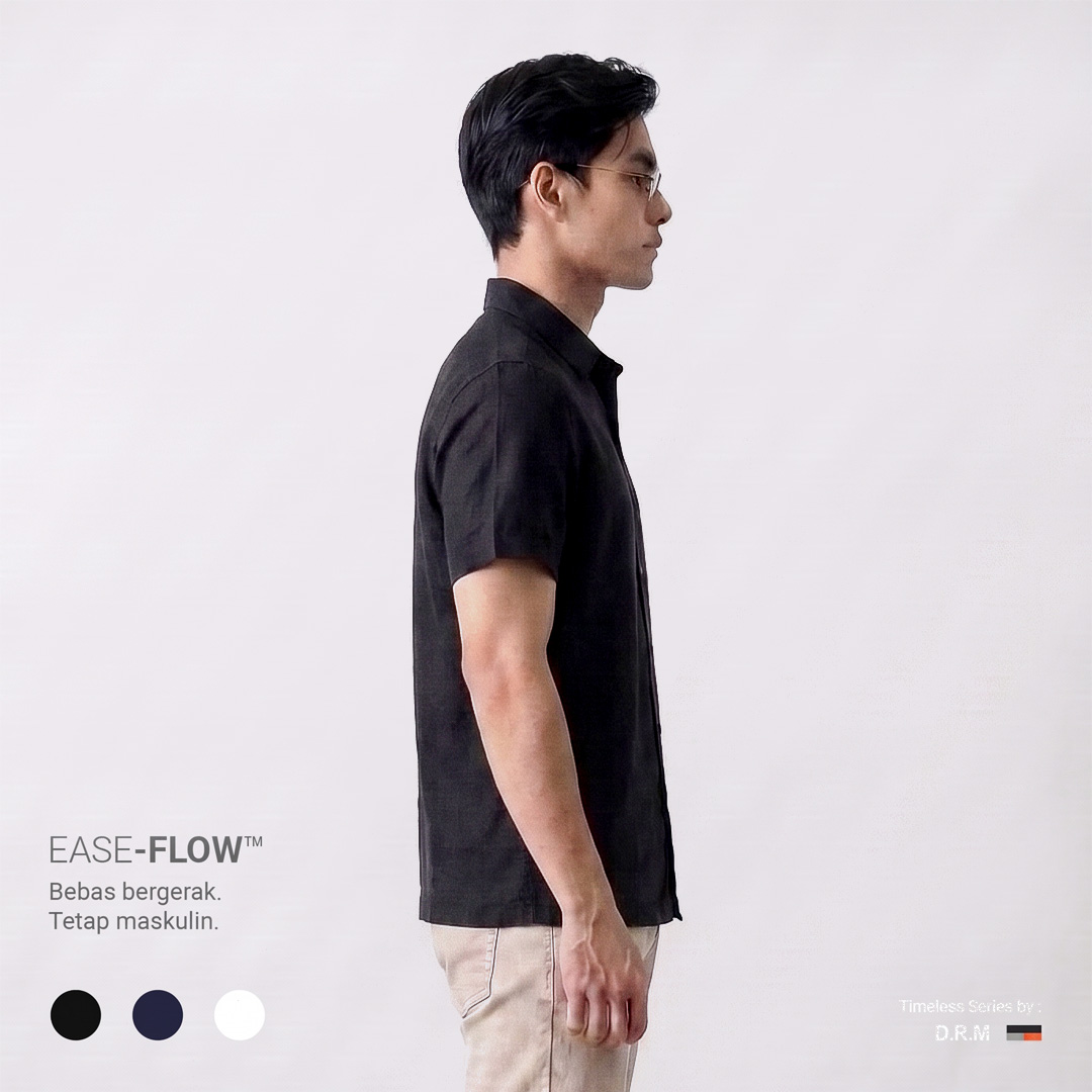 Kemeja Pria Lengan Pendek EASE FLOW - Black - Image 2